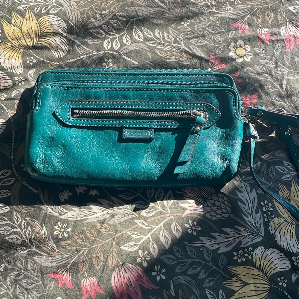 Teal Coach wristlet